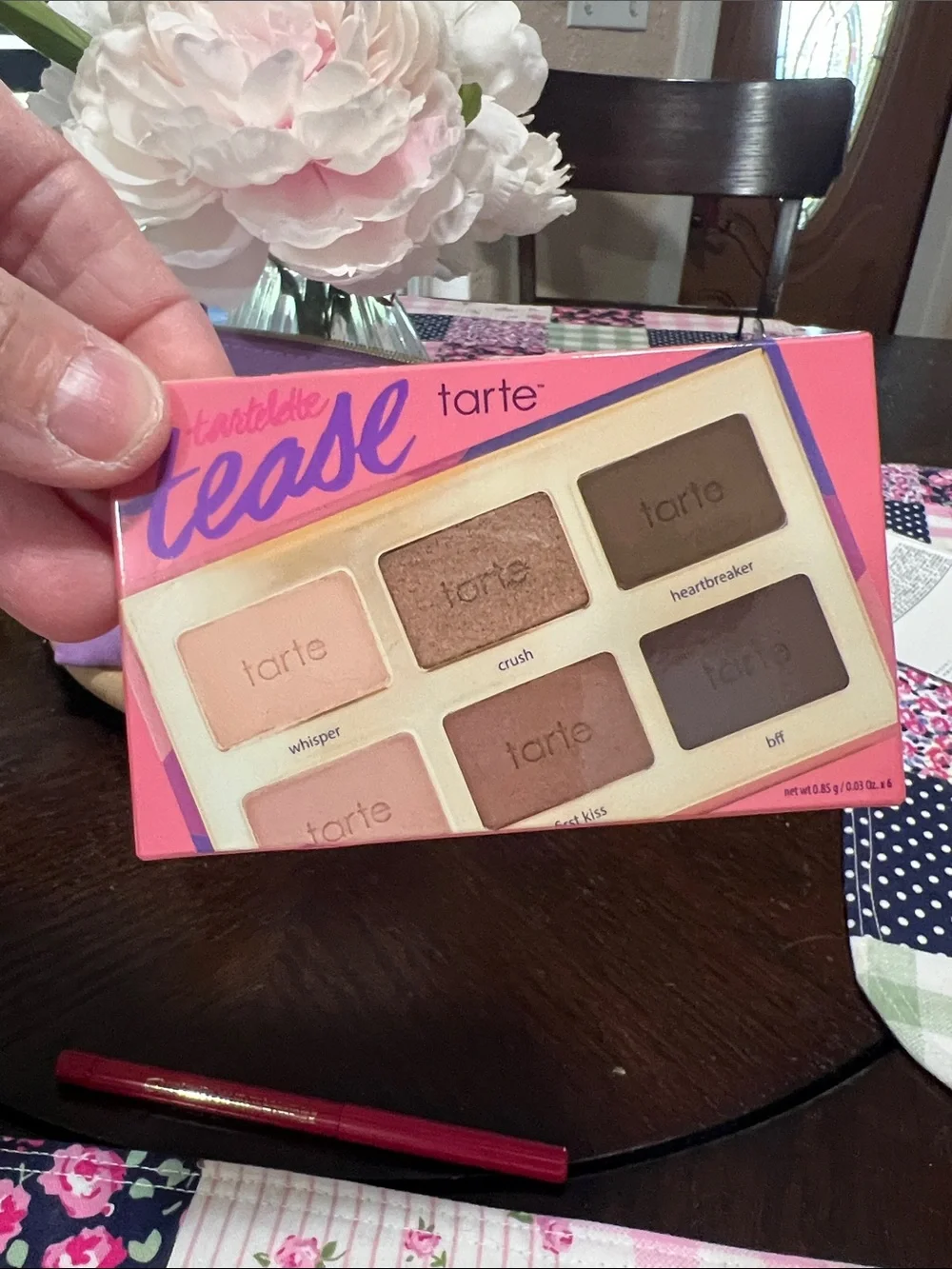 tarte Tease Eyeshadow Palette & Pink Lip Set - Purple Pouch